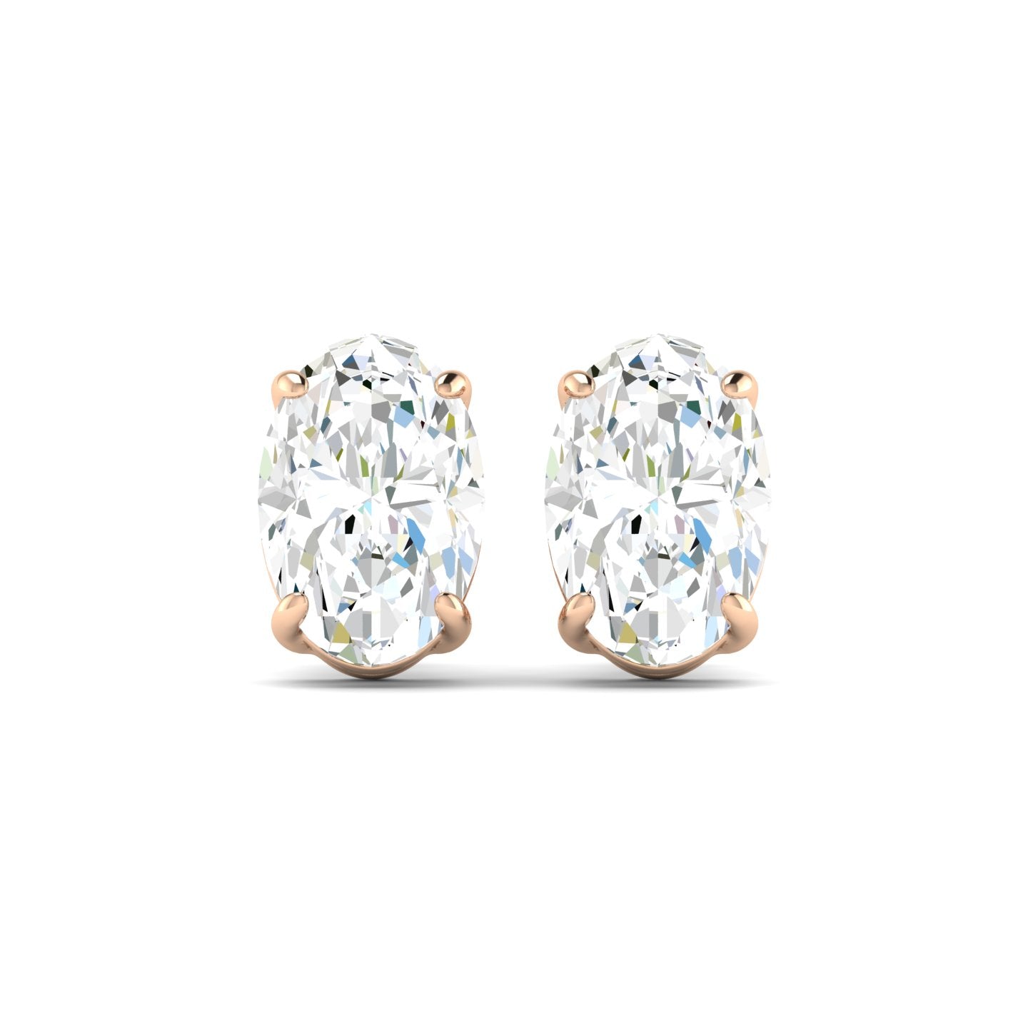 Oval Cut Stud Earring - Rose Gold