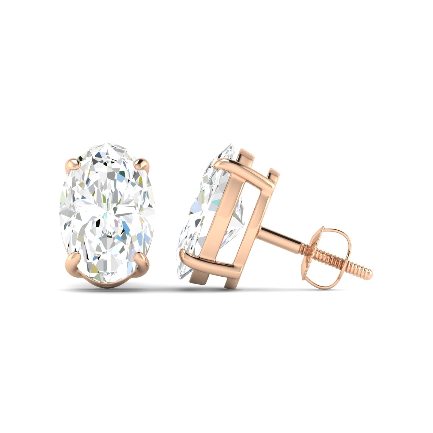 Oval Cut Stud Earring - Rose Gold