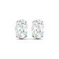 Oval Cut Stud Earring - White Gold