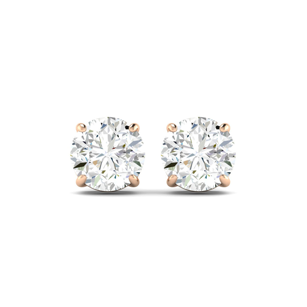Round Cut Stud Earring - Rose Gold