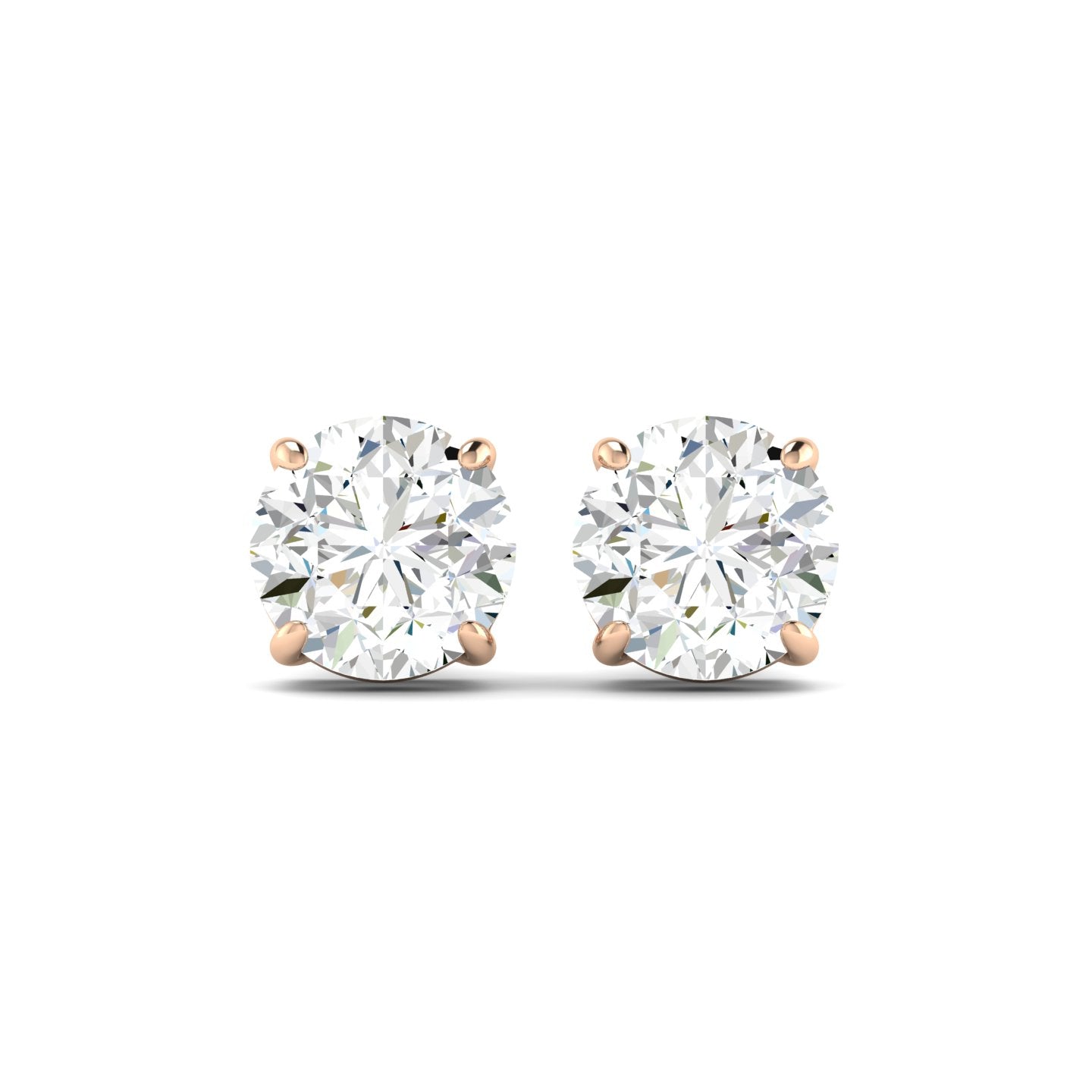 Round Cut Stud Earring - Rose Gold