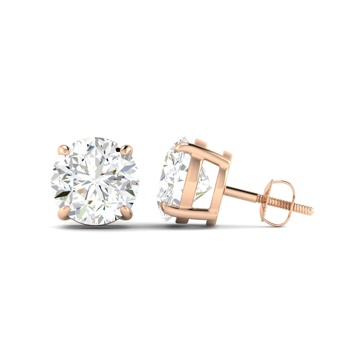 Round Cut Stud Earring - Rose Gold