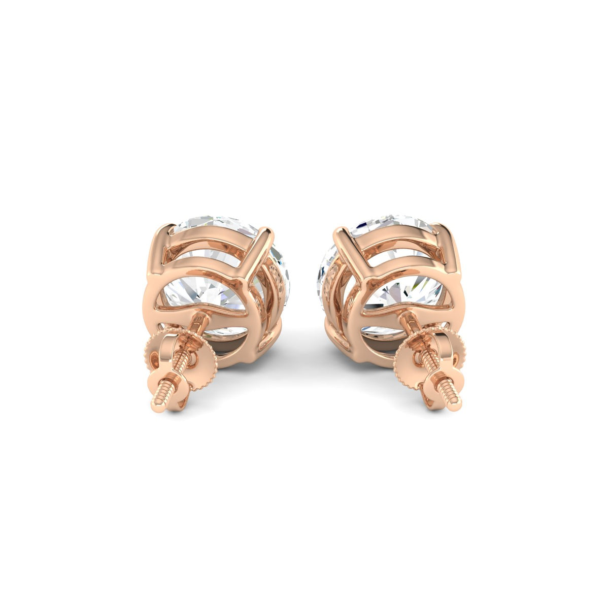 Round Cut Stud Earring - Rose Gold
