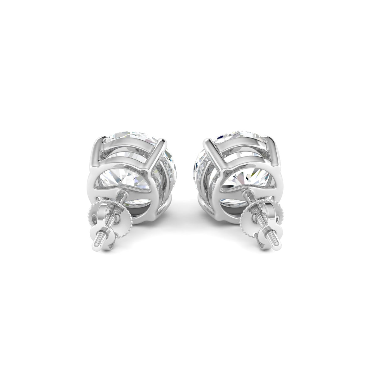 Round Cut Stud Earring - White Gold