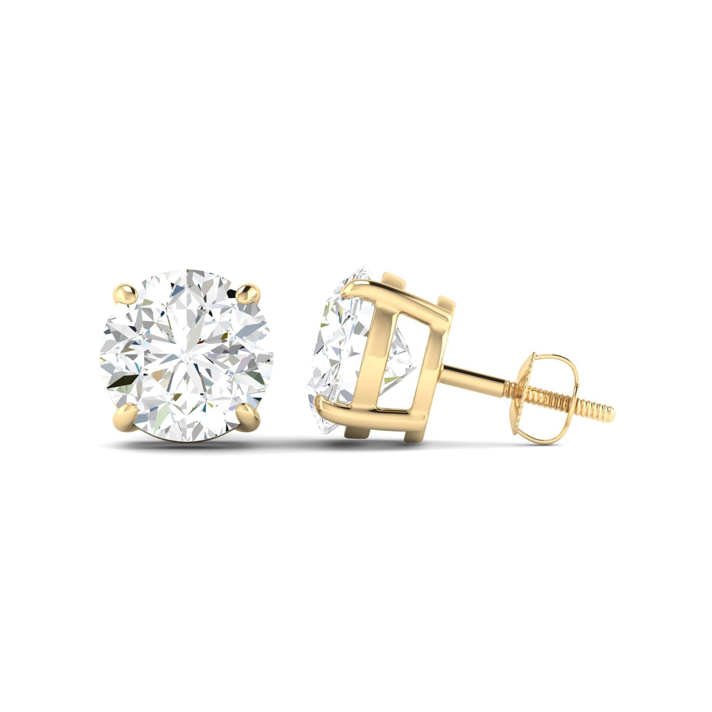 Round Cut Stud Earring - Yellow Gold