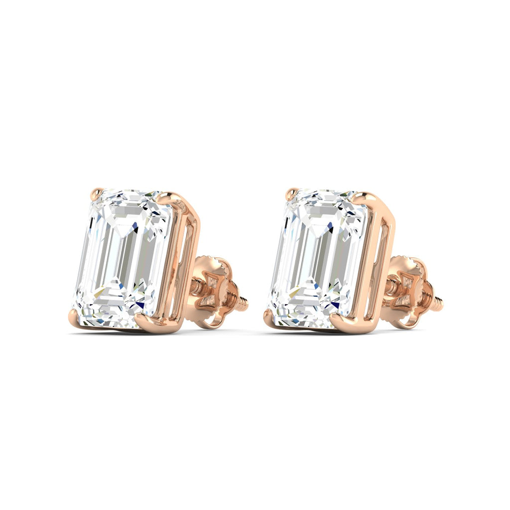 Emerald Cut Stud Earring - Rose Gold