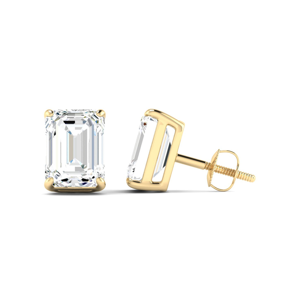 Emerald Cut Stud Earring - Yellow Gold