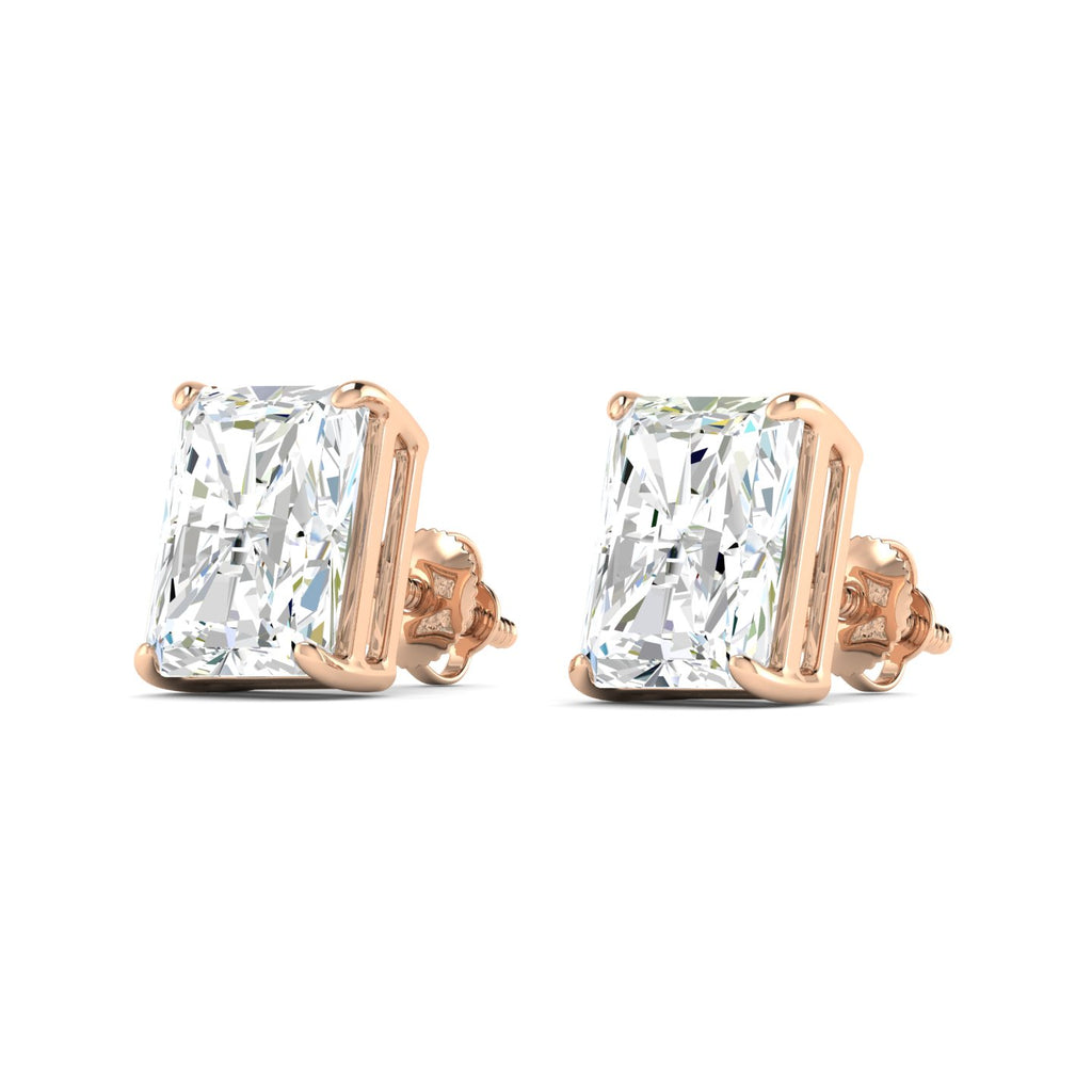 Radiant Cut Stud Earring - Rose Gold