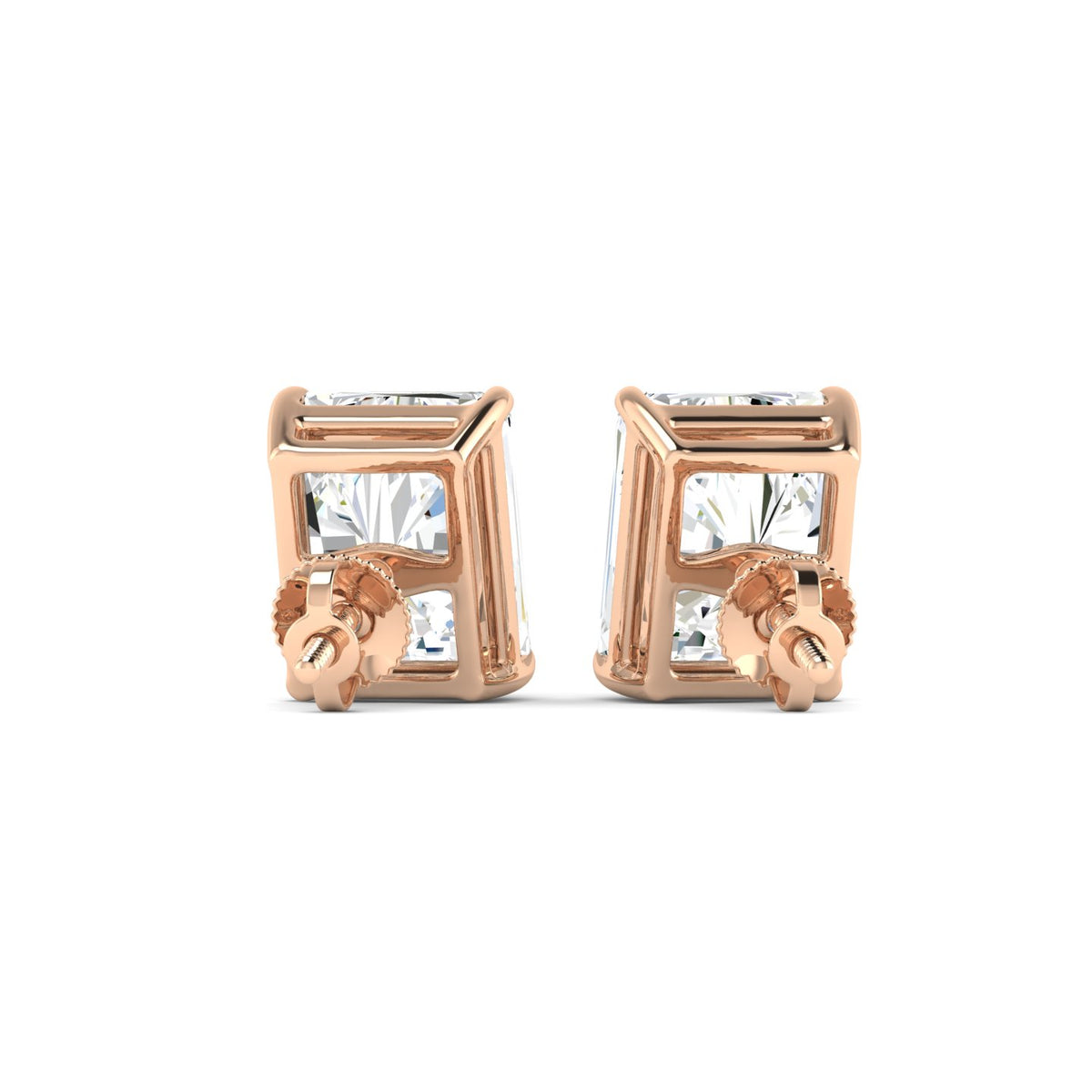 Radiant Cut Stud Earring - Rose Gold