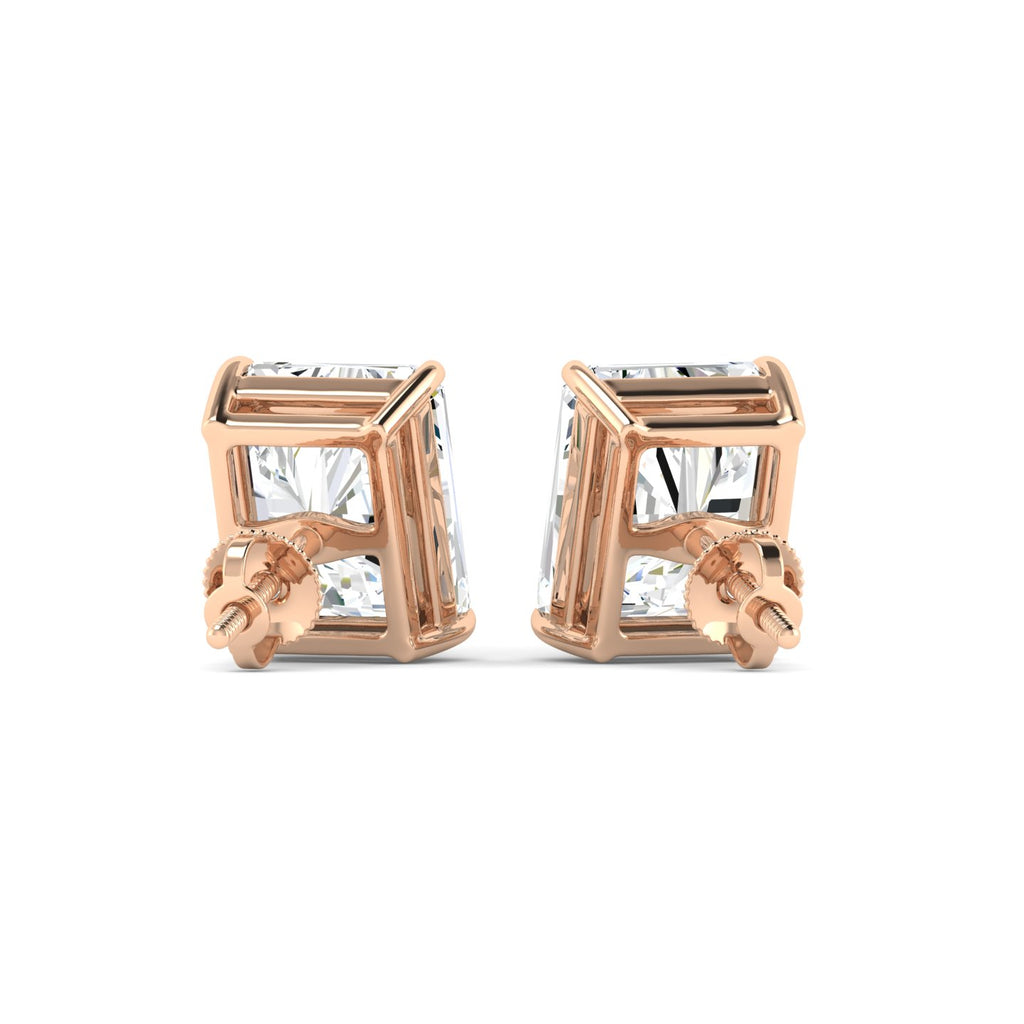 Lab Grown 3 Carat Diamond Earrings in 14K Rose Gold – VVS2 Clarity, D Color