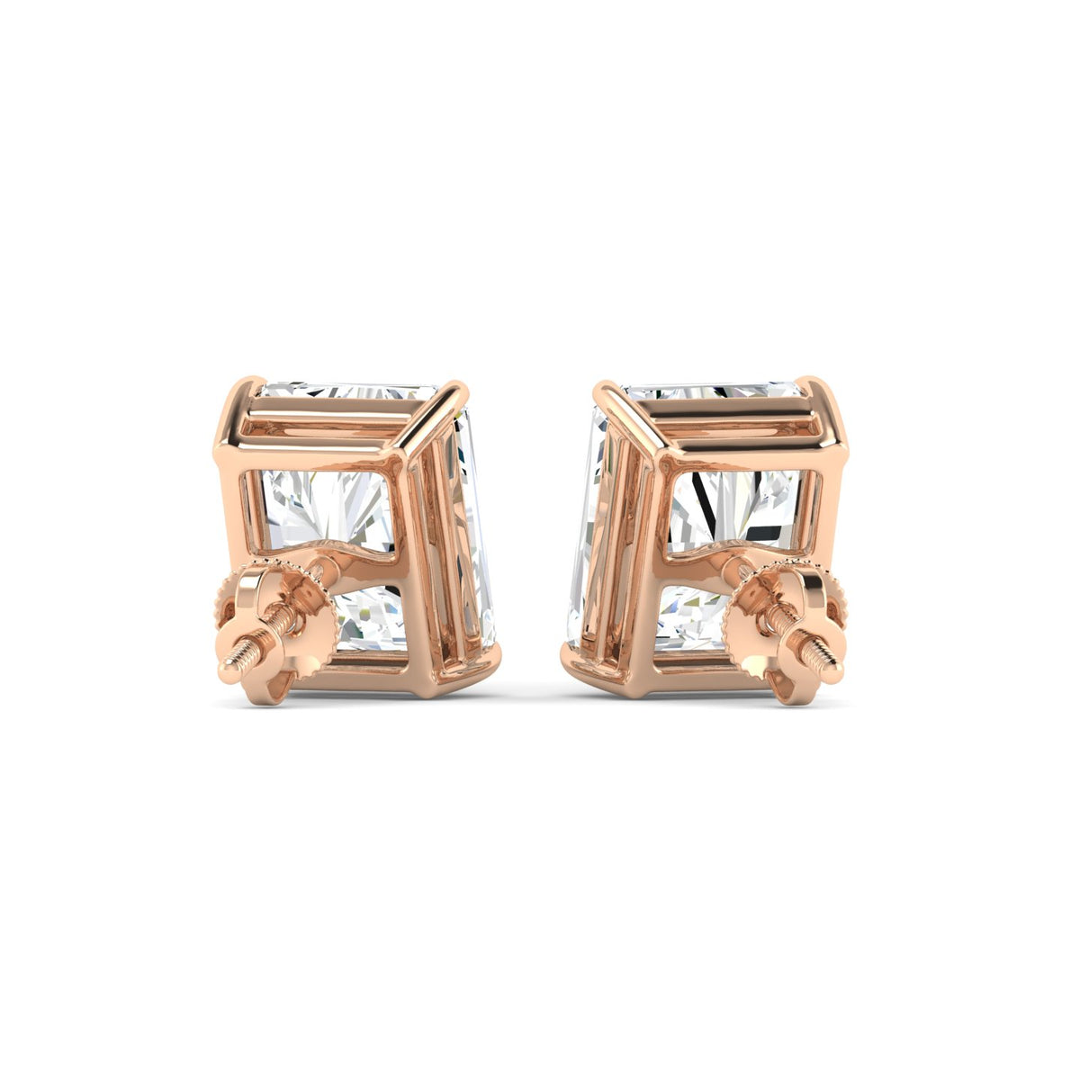 Lab Grown 3 Carat Diamond Earrings in 14K Rose Gold – VVS2 Clarity, D Color