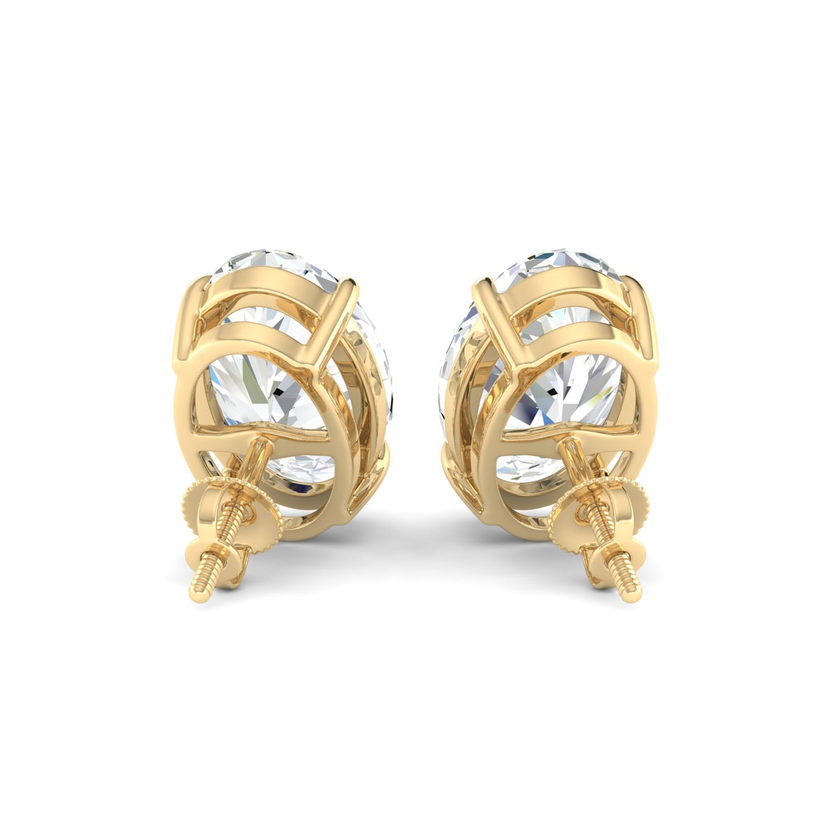Lab Grown 3 Carat Diamond Earrings in 14K Yellow Gold – VVS2 Clarity, D Color