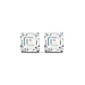 Asscher Cut Stud Earring - White Gold