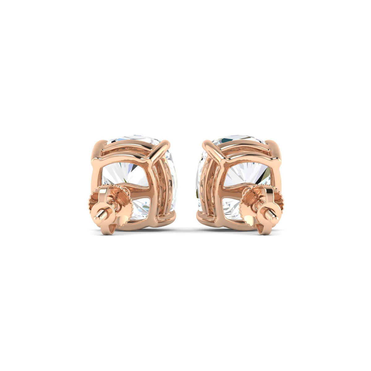 Cushion Cut Stud Earring - Rose Gold