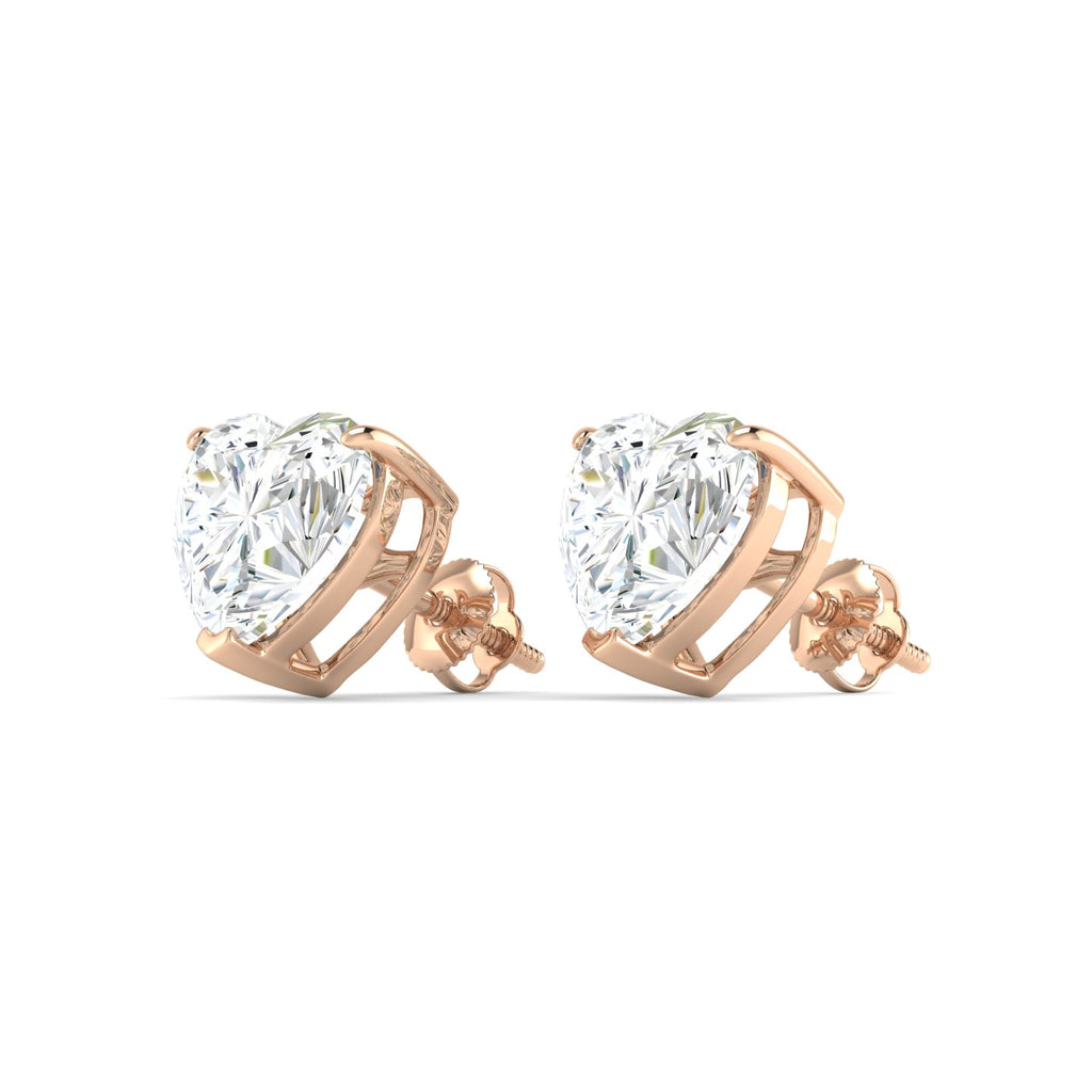 Heart Cut Stud Earring - Rose Gold