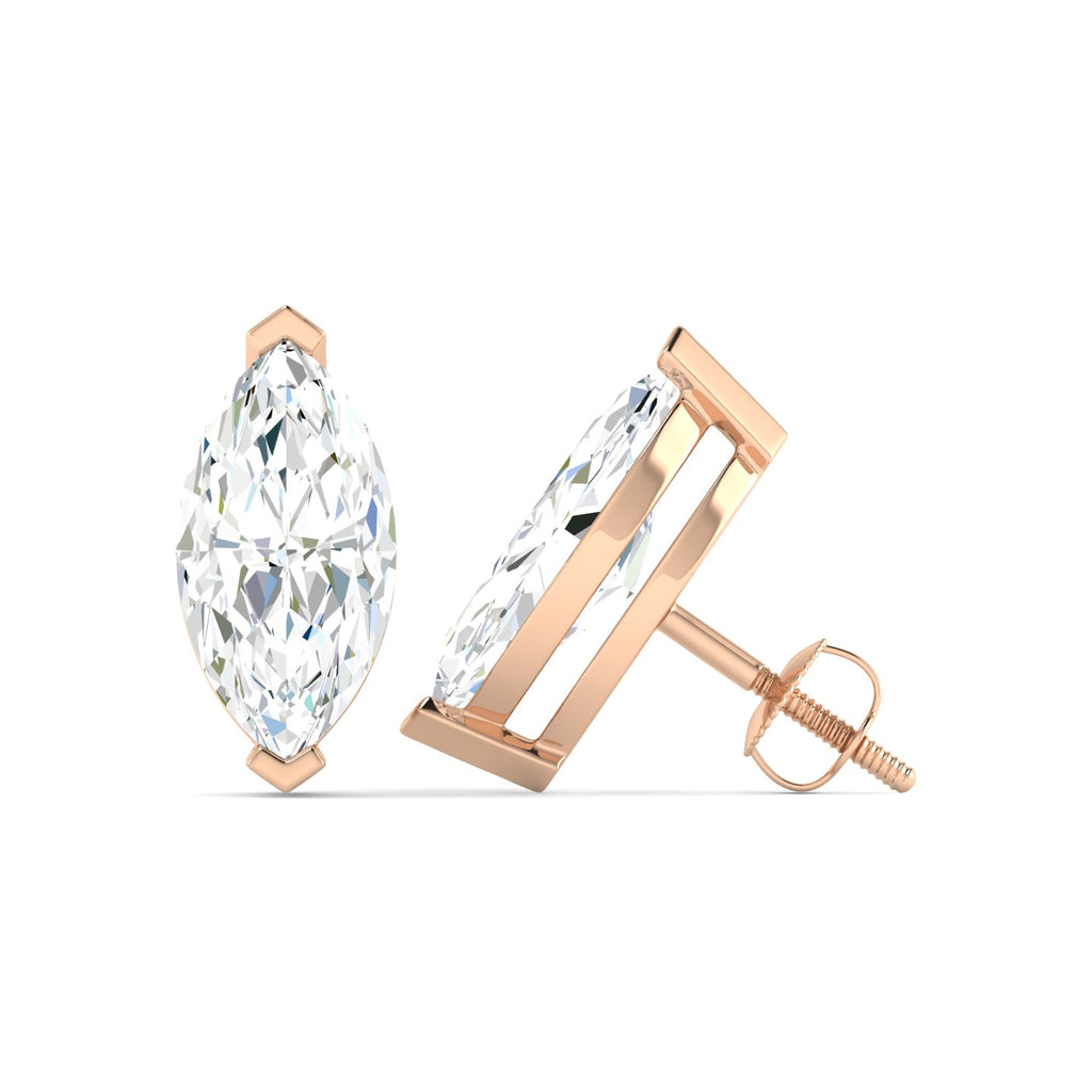 Marquise Cut Stud Earring - Rose Gold