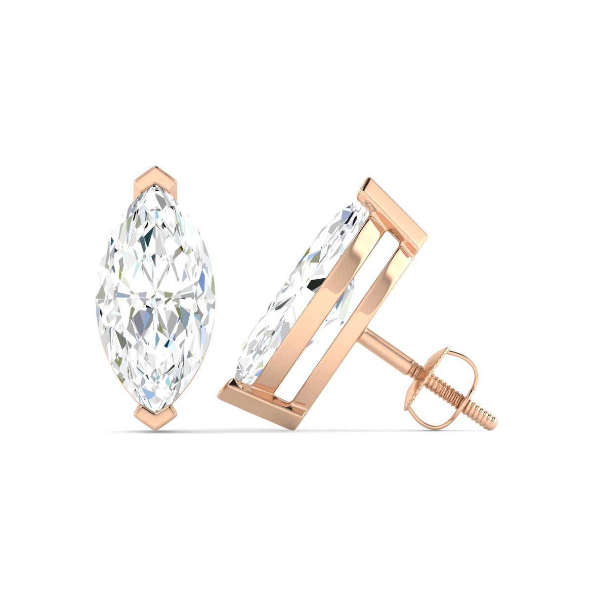 Marquise Cut Stud Earring - Rose Gold