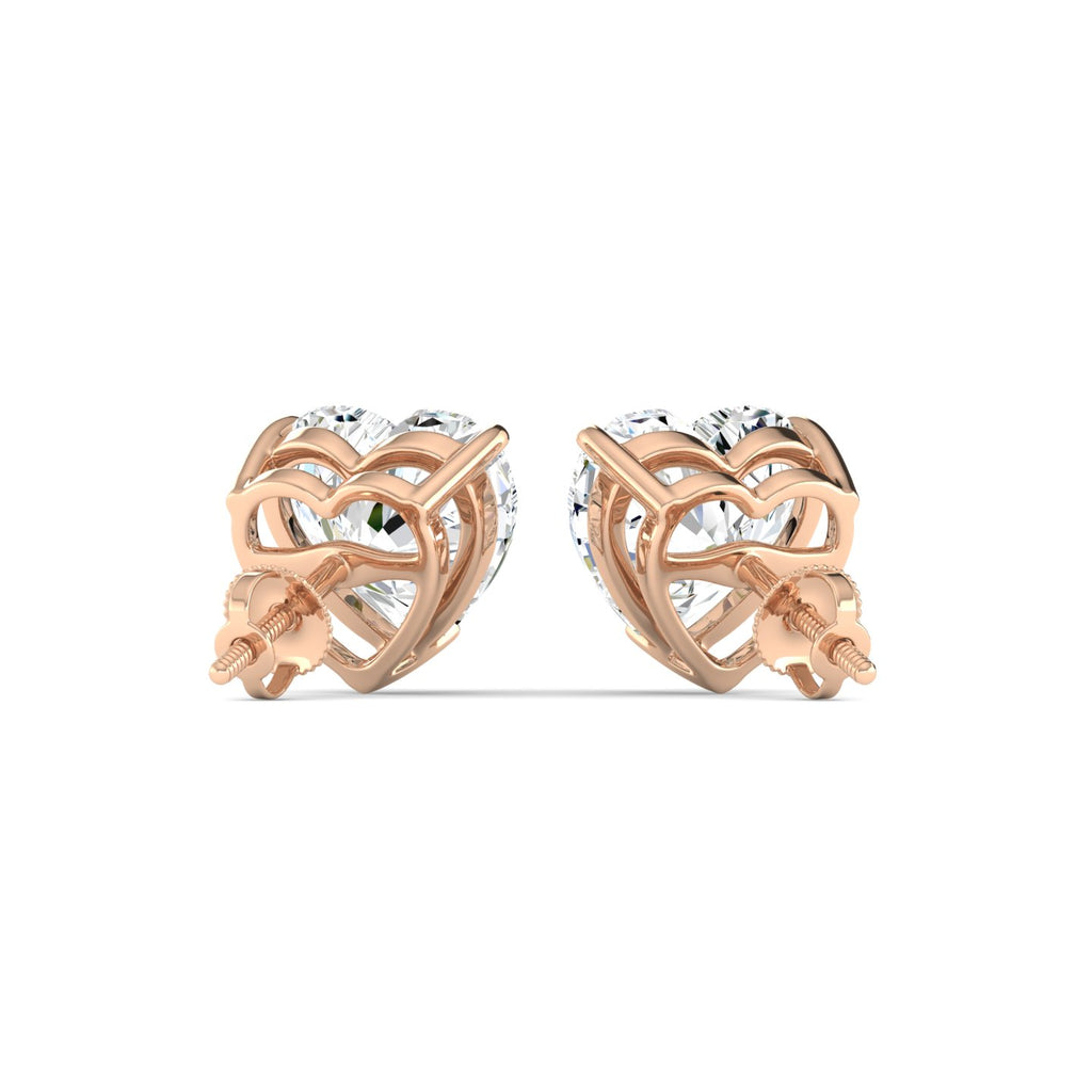 Lab Grown 3 Carat Diamond Earrings in 14K Rose Gold – VVS2 Clarity, D Color