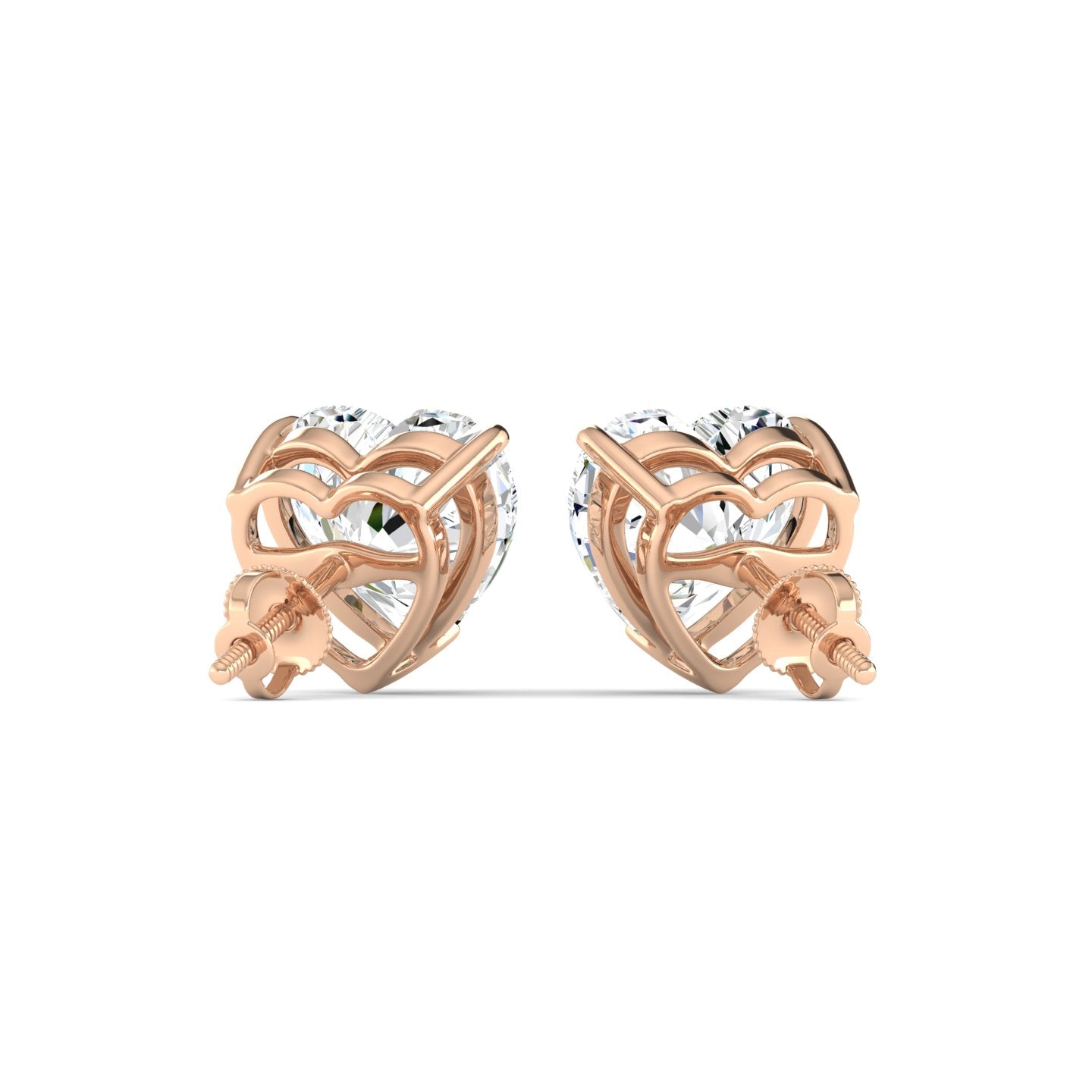 Lab Grown 3 Carat Diamond Earrings in 14K Rose Gold – VVS2 Clarity, D Color