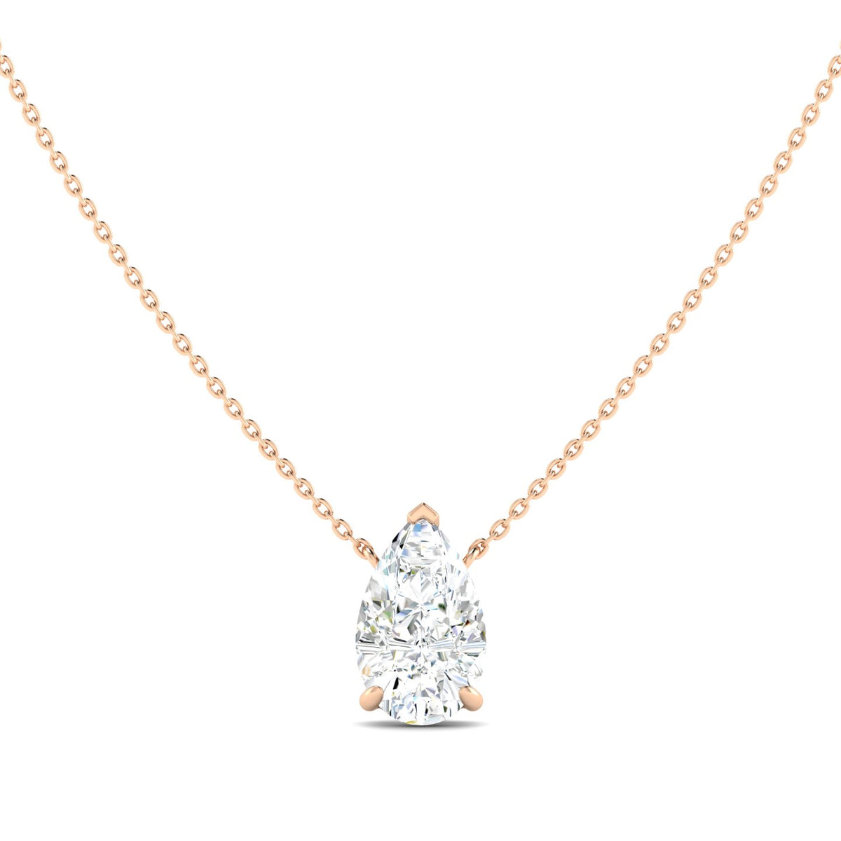 Lab Grown 3 Carat Diamond Necklace in 14K Rose Gold – VVS2 Clarity, D Color