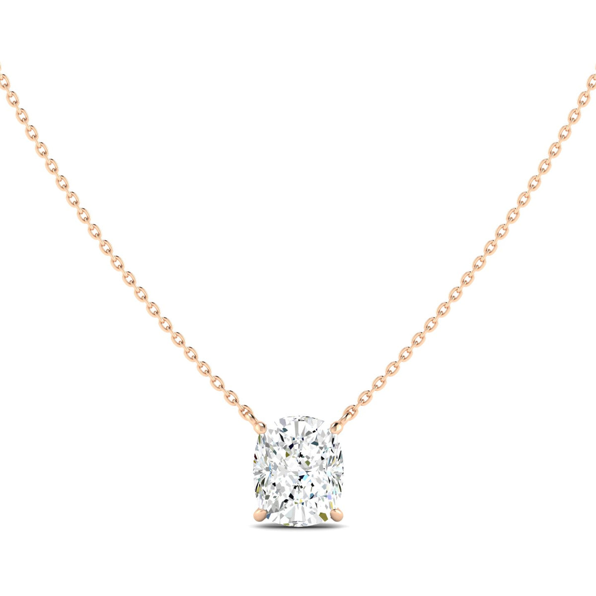 Cushion Cut Diamond Necklace - Rose Gold