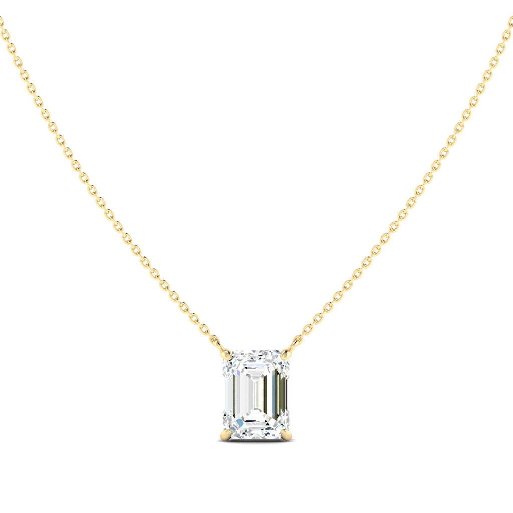 Emerald Cut Diamond Necklace - Yellow Gold