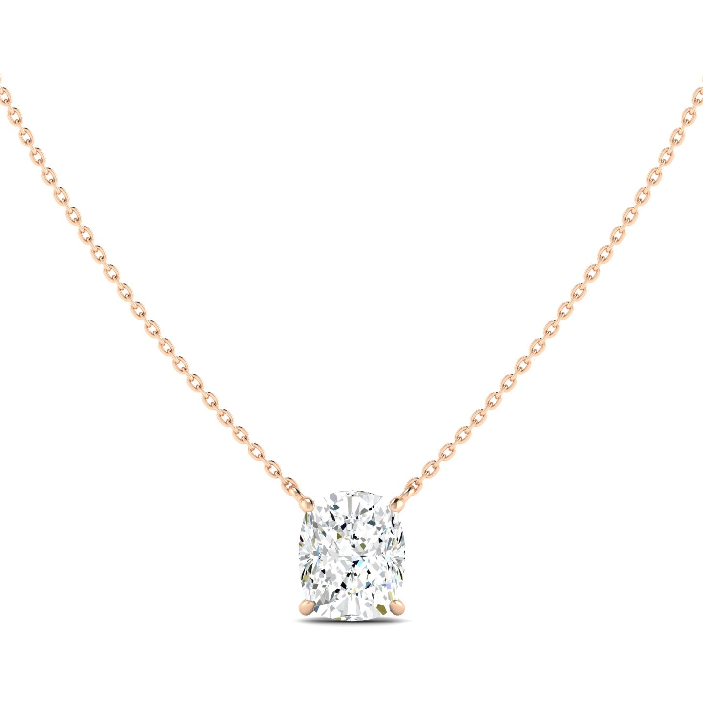 Lab Grown 3 Carat Diamond Necklace in 14K Rose Gold – VVS2 Clarity, D Color