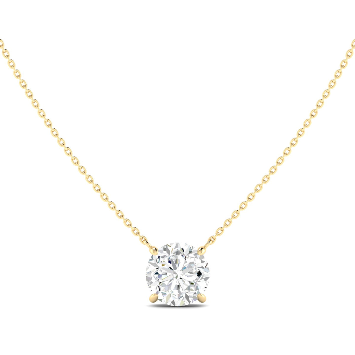 Lab Grown 3 Carat Diamond Necklace in 14K Yellow Gold – VVS2 Clarity, D Color