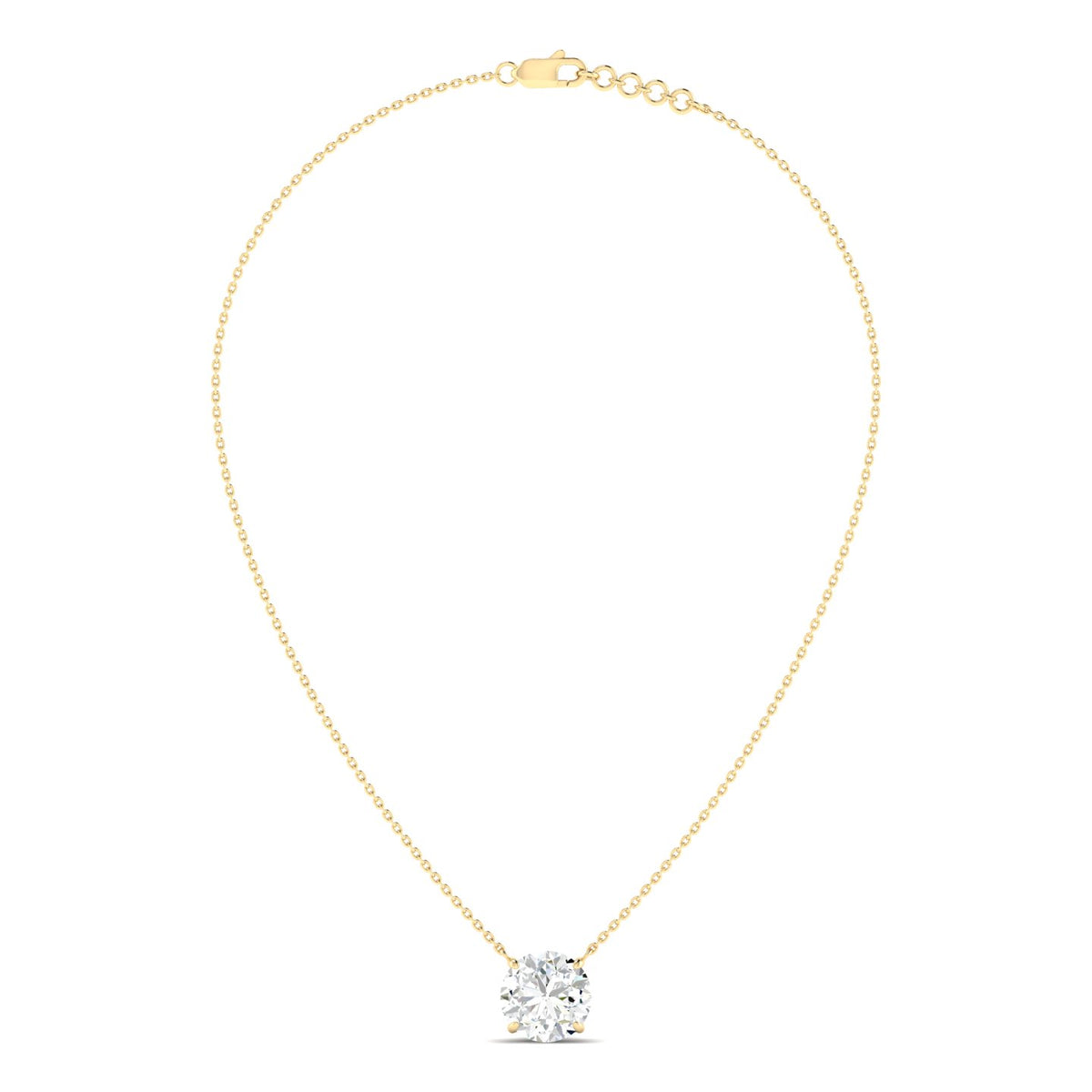 Lab Grown 3 Carat Diamond Necklace in 14K Yellow Gold – VVS2 Clarity, D Color