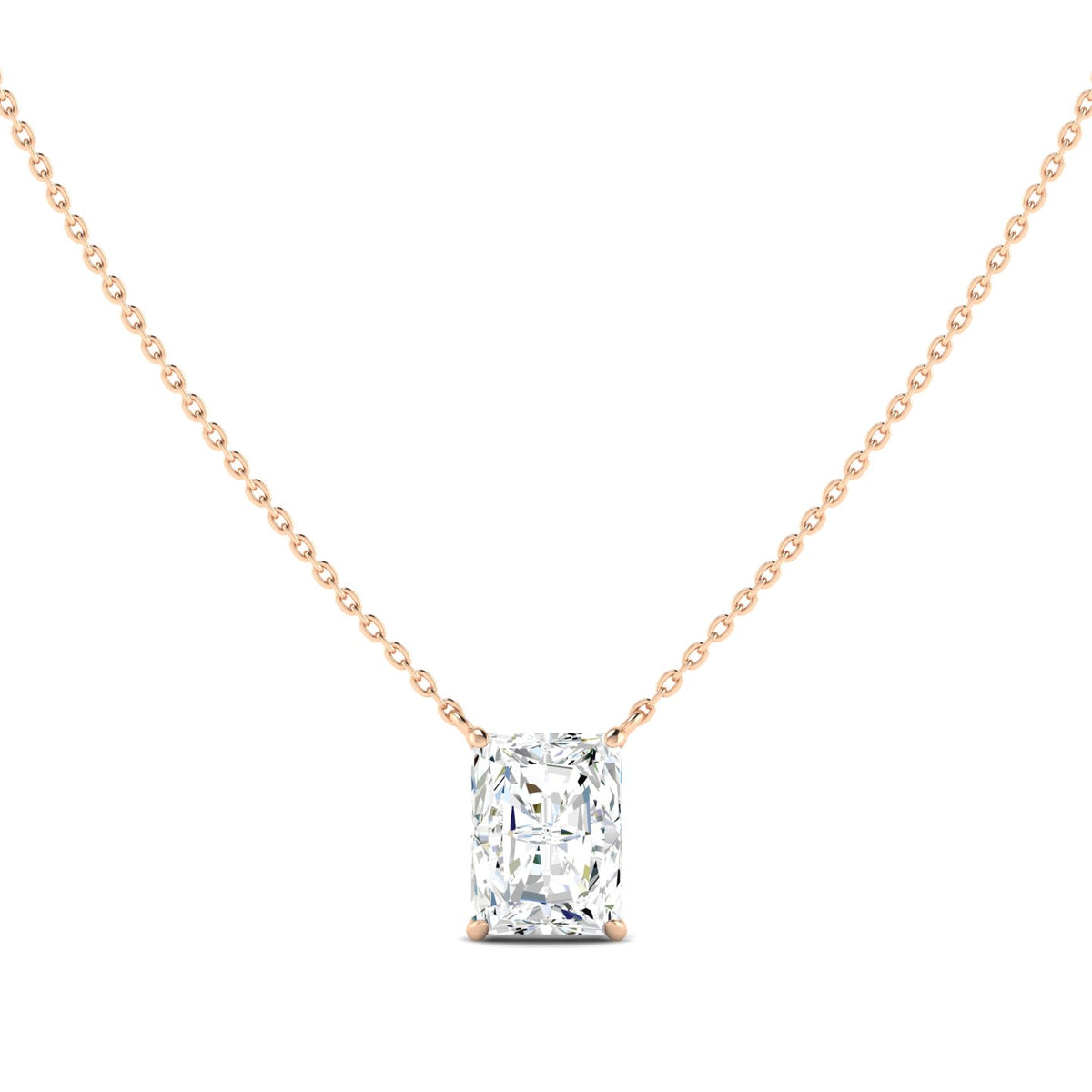Lab Grown 3 Carat Diamond Necklace in 14K Rose Gold – VVS2 Clarity, D Color