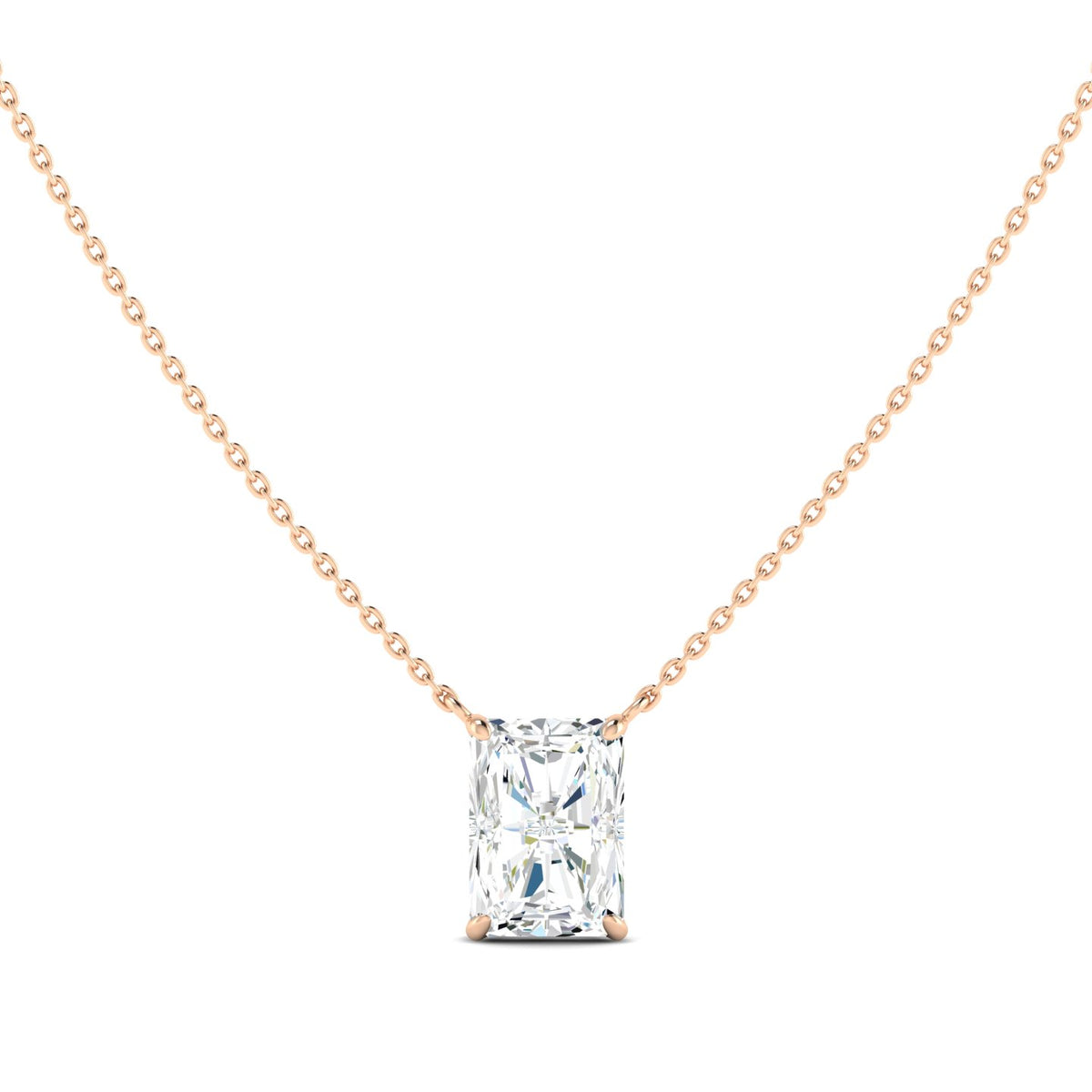 Lab Grown 3 Carat Diamond Necklace in 14K Rose Gold – VVS2 Clarity, D Color